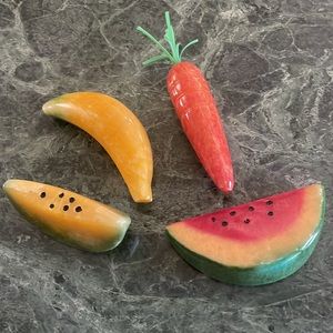 Solid Glass Decorative Fruit -Four Pieces for Display in a Bowl